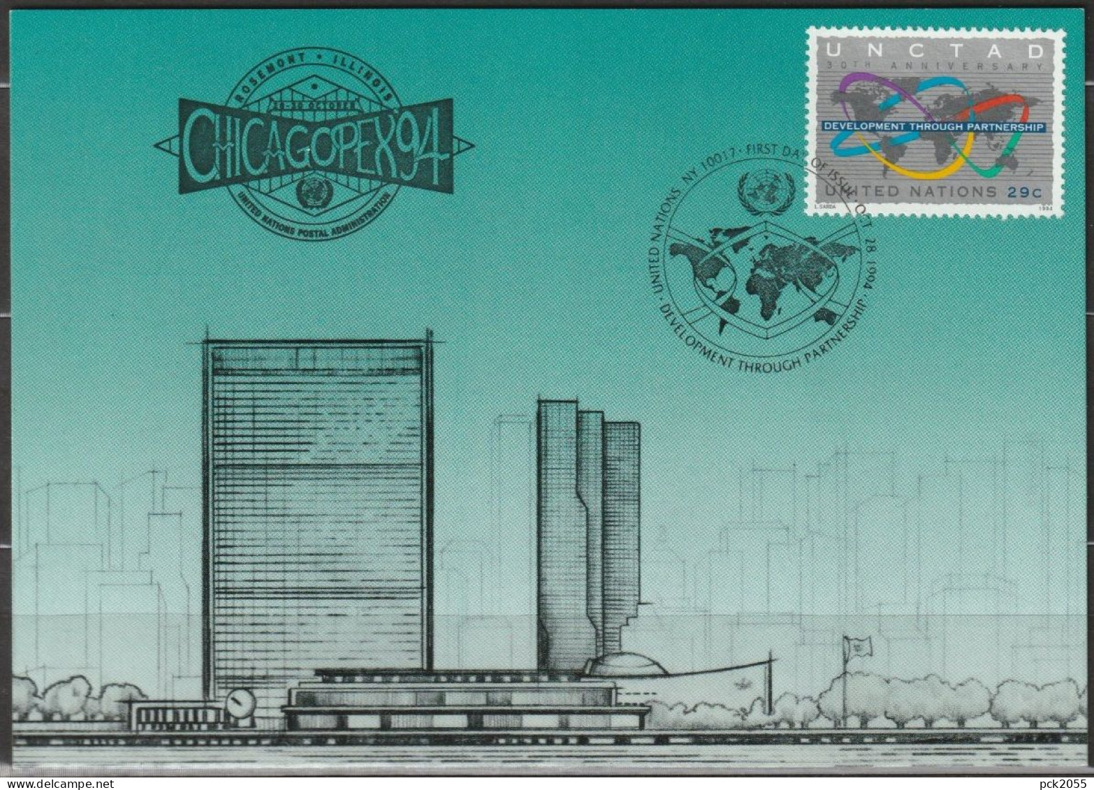 UNO New York 1994   Show Card Ausstellungskarte  Mi-Nr.14 Rosemont, Chicago (  D 7069 ) - Briefe U. Dokumente