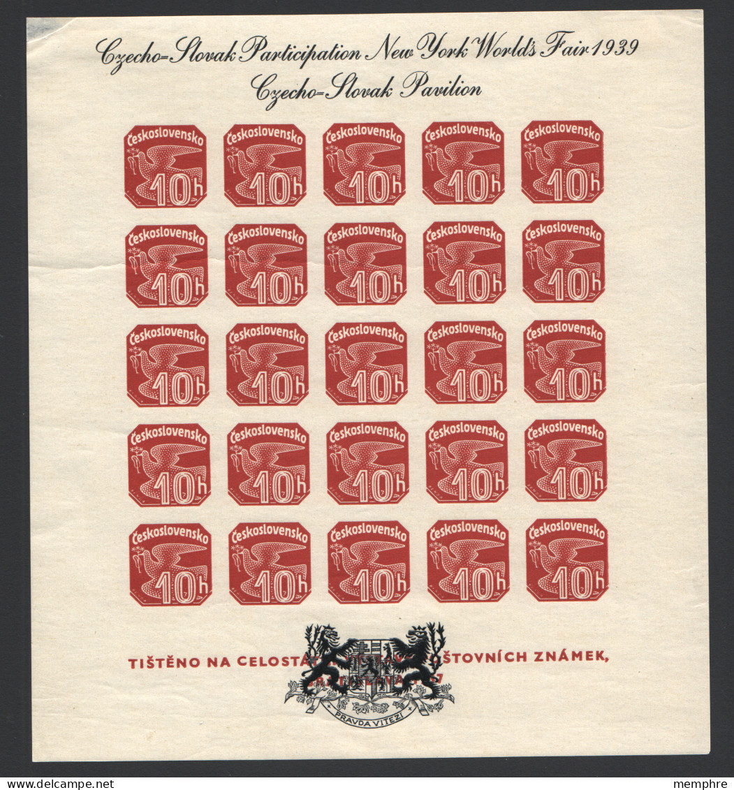 Newspaper Stamps Bratislava Exhib. Sheet Of 25  * Overprinted  In Black  «New York World's Fair 1939»  - Unused Stamps