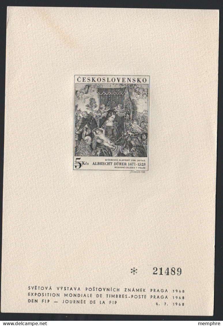 Praga 1968  Complimentary Blackprint «Dürer : Madonna With Rose Garlands» Sc 1555 - Variétés Et Curiosités