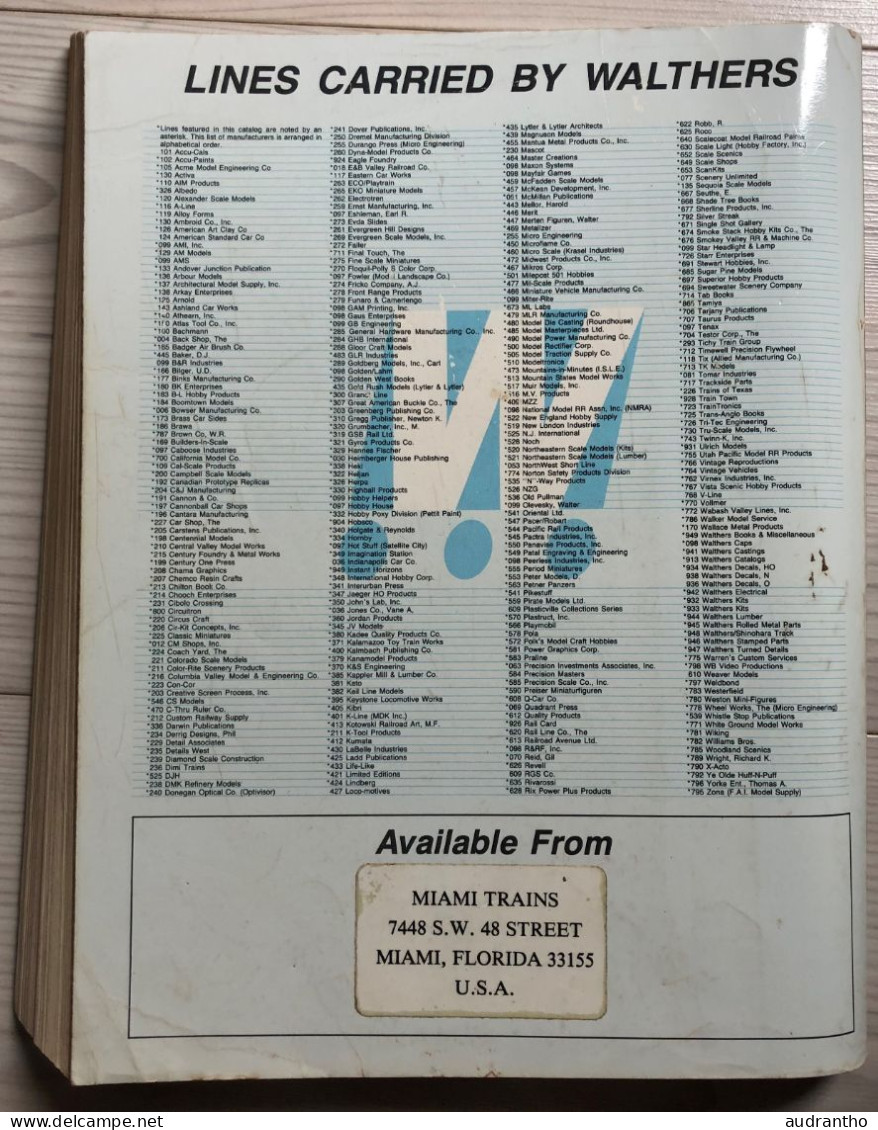 Catalogue WALTHERS 1988 En Anglais Miami Trains Floride Maquétisme Rail Reference Manual HO Railroad Catalog - Englisch