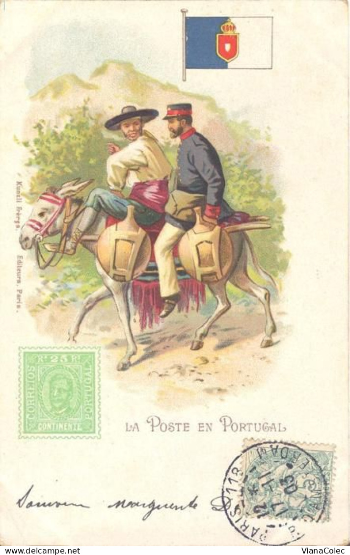 Correio = Courrier = Courier / La Poste / CTT / Carteiro / Monarquia / Burro (1903) - Poste & Facteurs