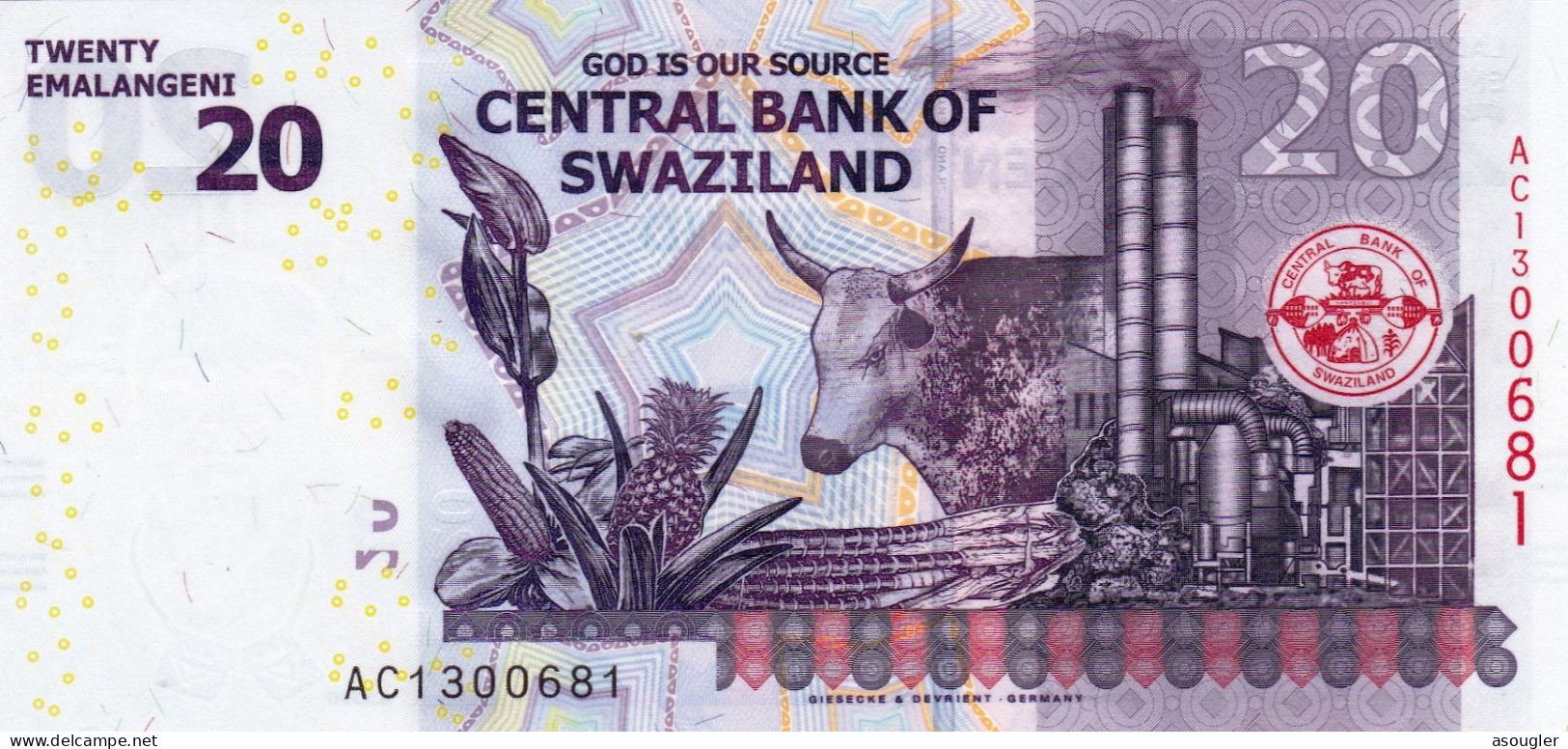 Swaziland 20 EMALANGENI 2017 UNC "free Shipping Via Regular Air Mail (buyer Risk Only) - Swaziland