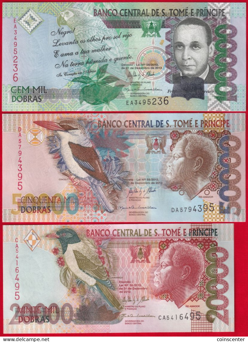 Sao Tome And Principe Set Of 5 Notes: 5000 - 100000 Dobras 2013 P-65-69 UNC - Sao Tome And Principe