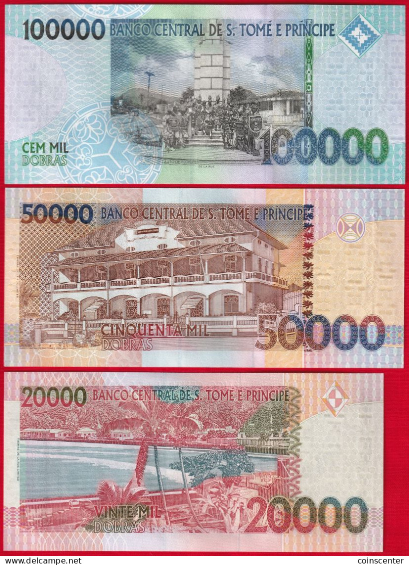 Sao Tome And Principe Set Of 5 Notes: 5000 - 100000 Dobras 2013 P-65-69 UNC - San Tomé Y Príncipe