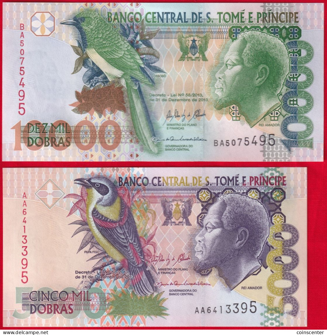 Sao Tome And Principe Set Of 5 Notes: 5000 - 100000 Dobras 2013 P-65-69 UNC - Sao Tome And Principe