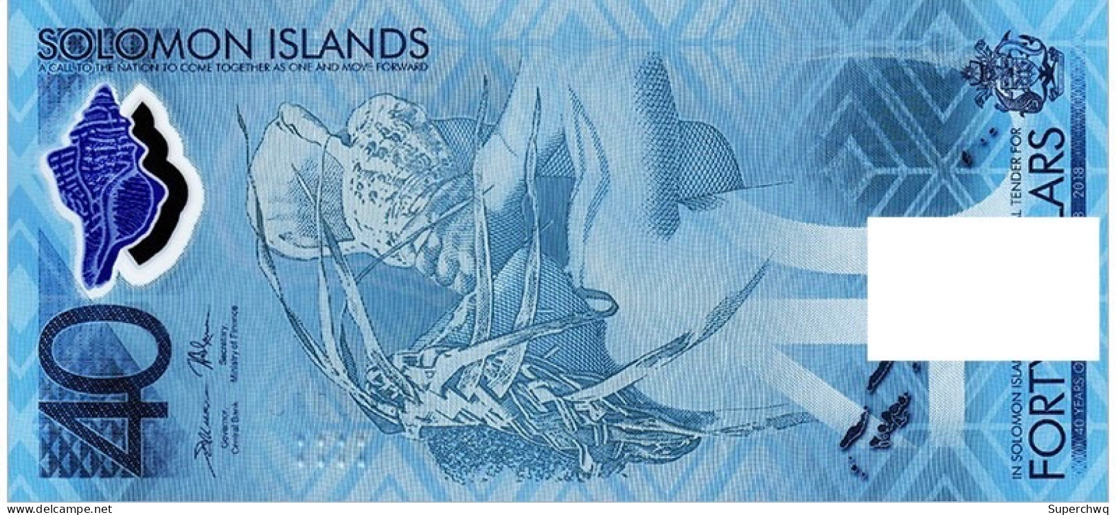 Oceania Solomon Islands 40 Yuan 2018 Independence 40th Anniversary Plastic Commemorative Note， Approximately 145 X67mm I - Salomonseilanden