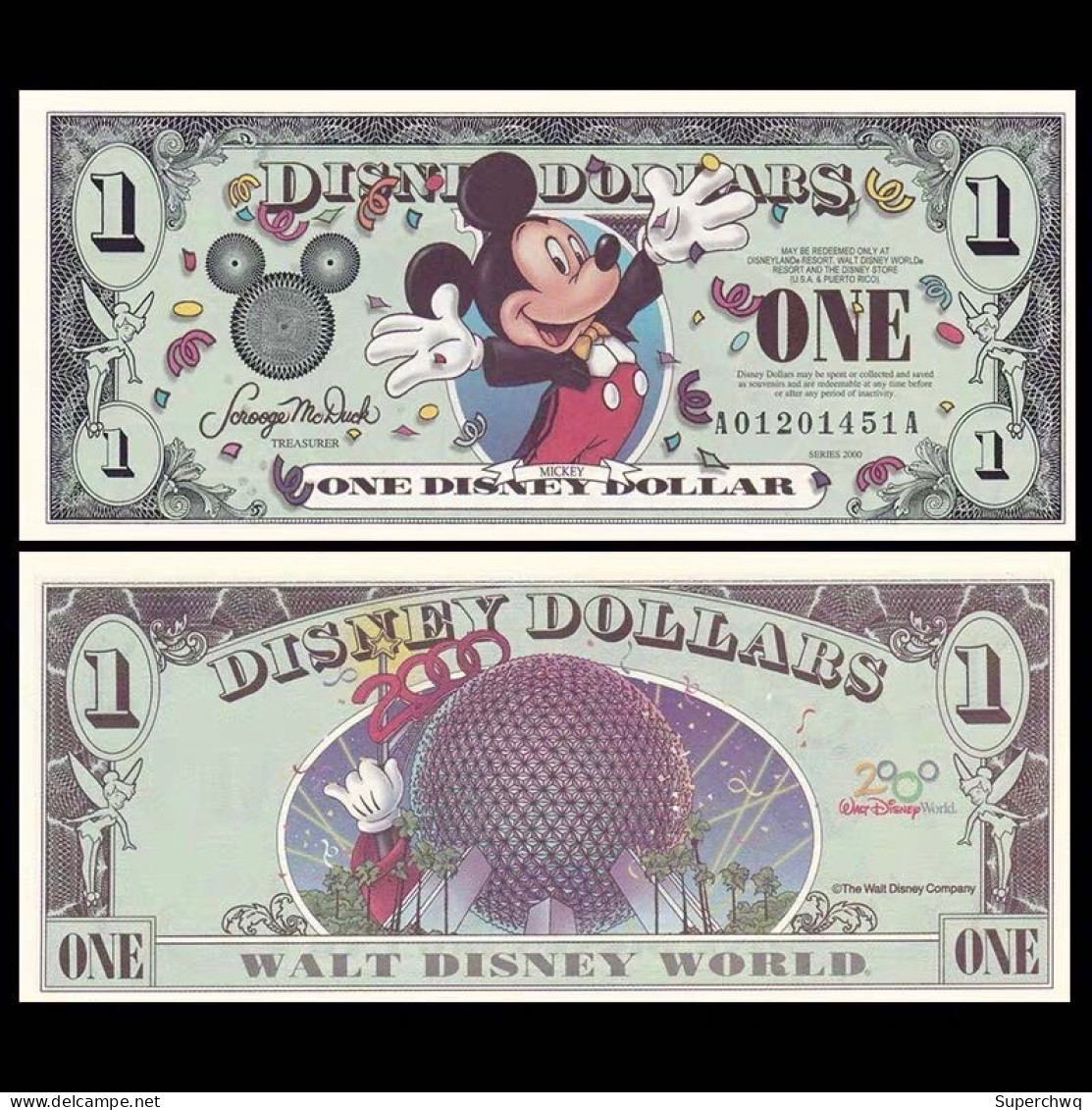 UNC Disney 2000 Mickey 1 Dollar Commemorative Note - Colecciones Lotes Mixtos