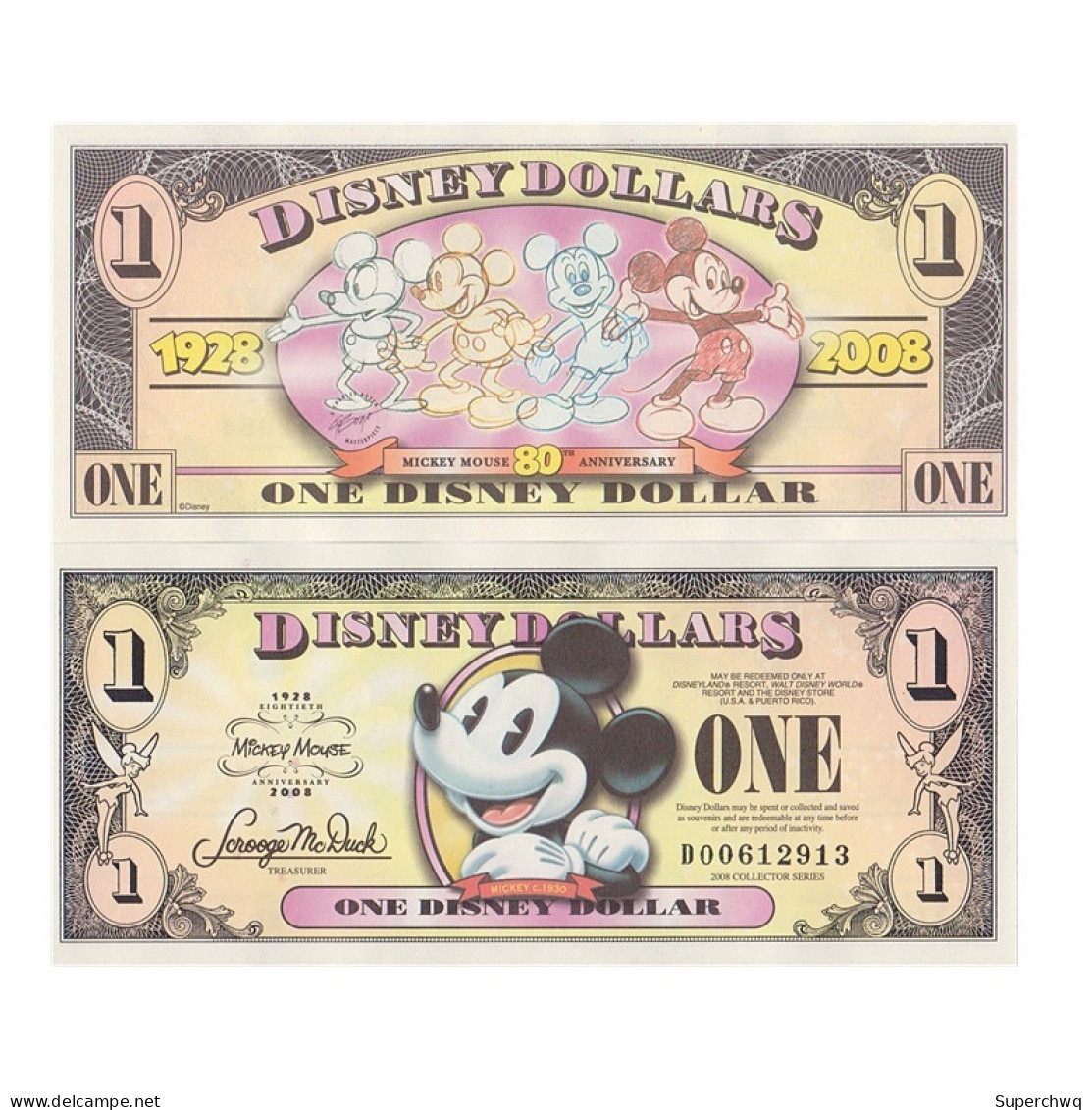 UNC 2008 Disney Mickey Commemorative Note - Colecciones Lotes Mixtos