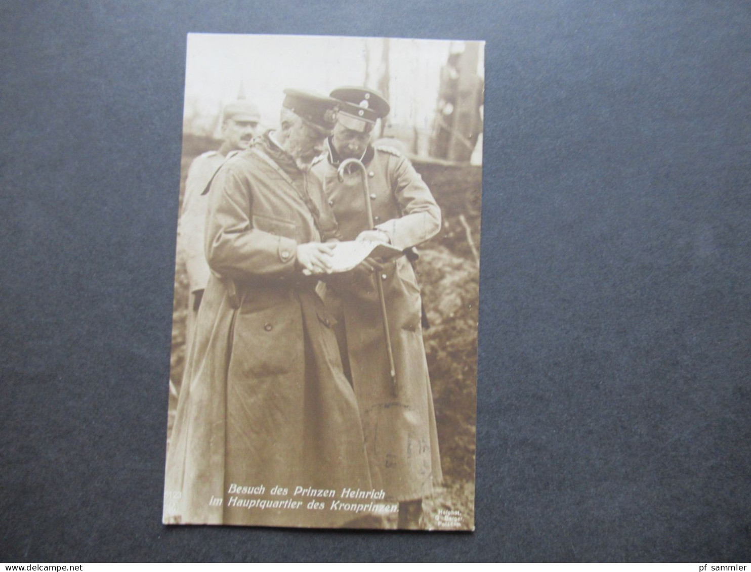 Foto AK 1915 Preussen Besuch Des Prinzen Heinrich Im Hauptquartier Des Kronprinzen  Phot. G. Berger Potsdam - Politieke En Militaire Mannen