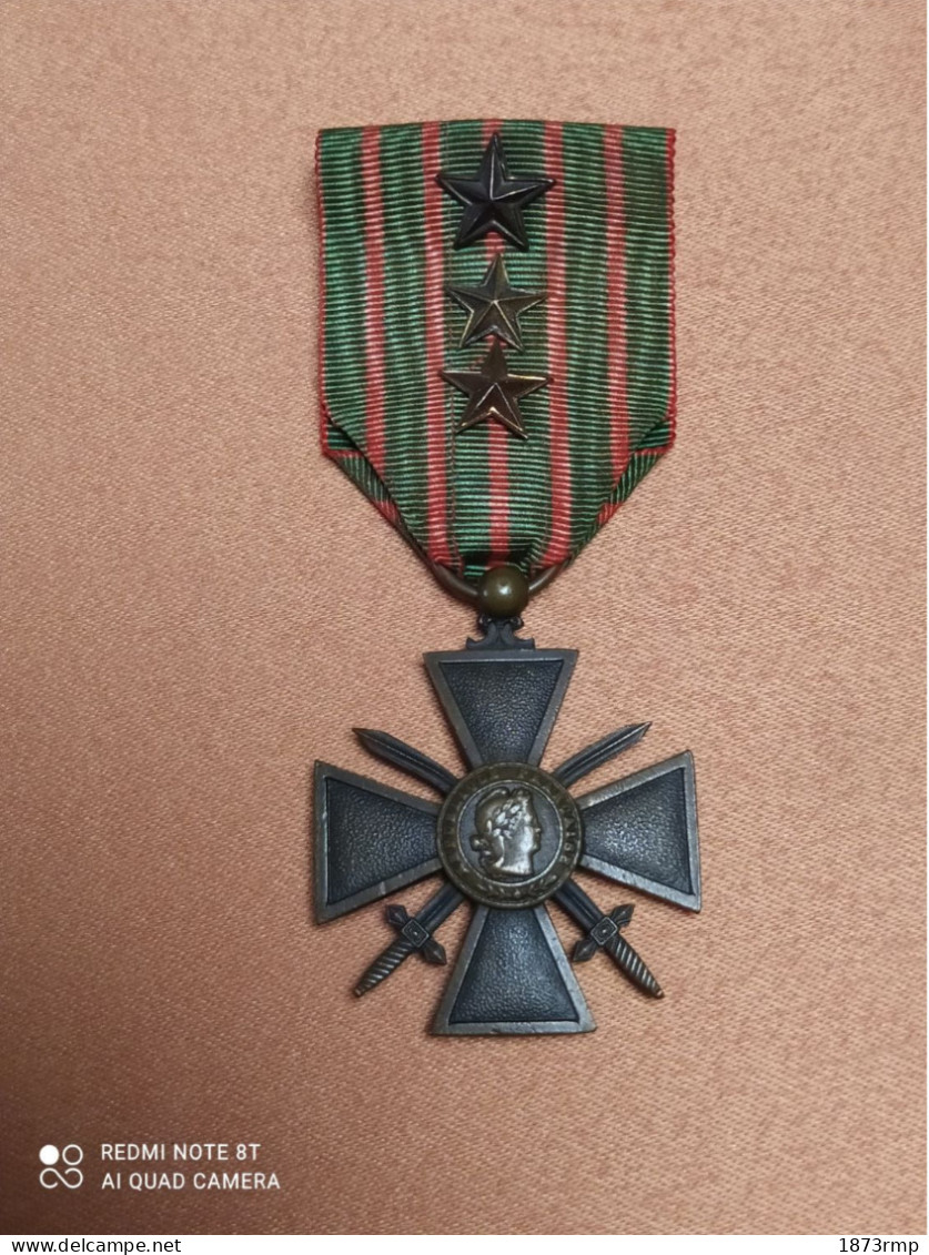 MEDAILLE CROIX DE GUERRE 1914/1915, 3 CITATIONS, WW1 14/18 - Frankrijk