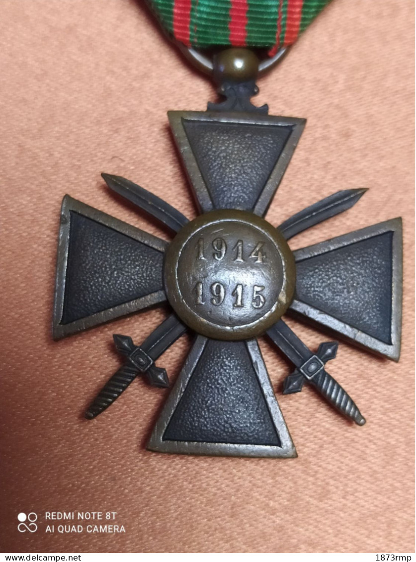 MEDAILLE CROIX DE GUERRE 1914/1915, 3 CITATIONS, WW1 14/18 - France