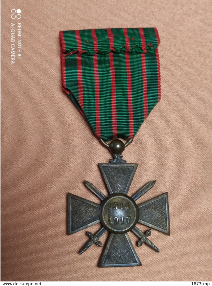 MEDAILLE CROIX DE GUERRE 1914/1917, 3 CITATIONS DONT UNE PALME A L'ORDRE DE L'ARMEE, WW1 14/18 - Frankrijk