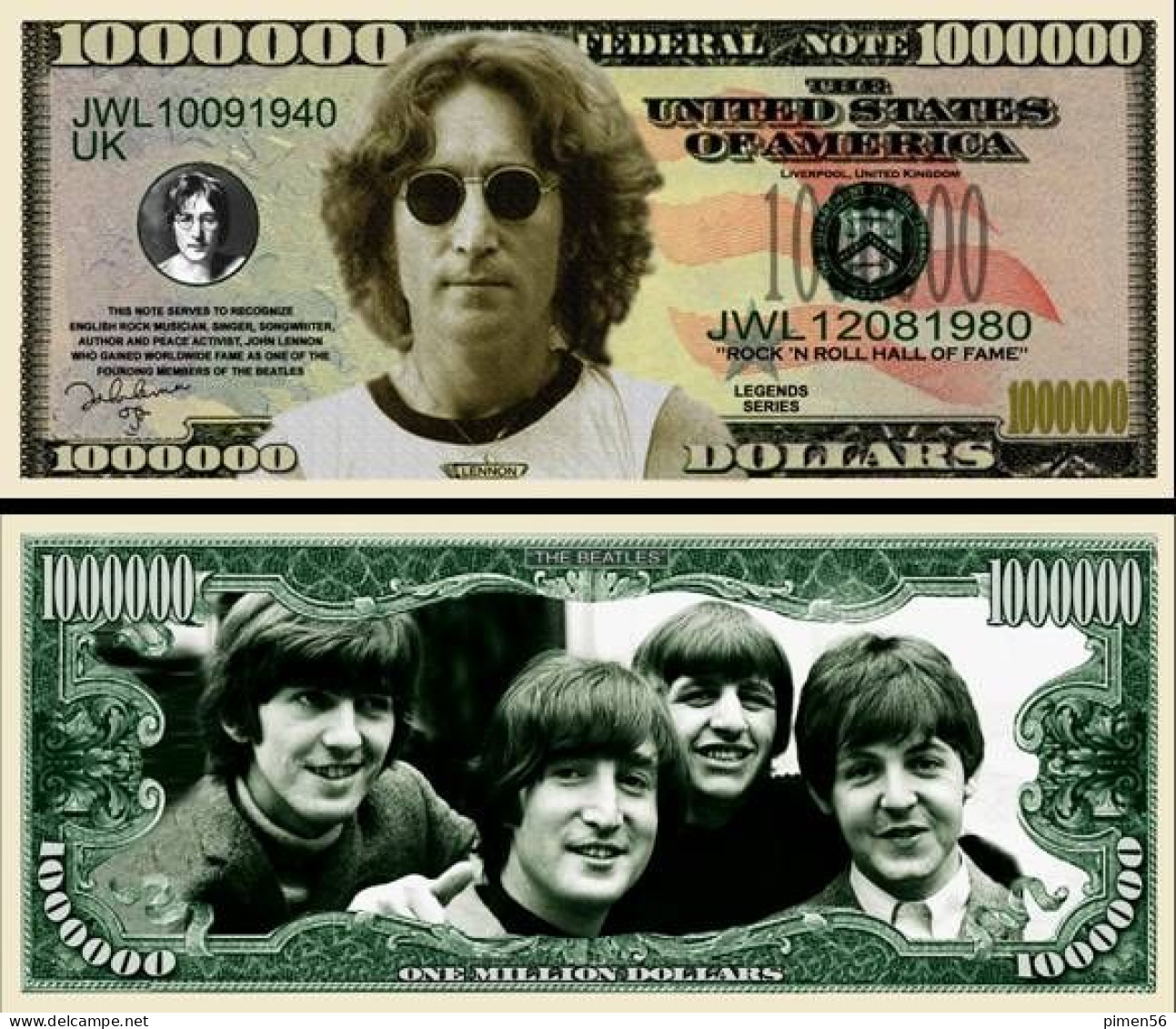 USA - FANTASY NOTES - THE  BEATLES , SET  OF  4  NOTES - UNC / SERIES  LEGENDS - Other & Unclassified