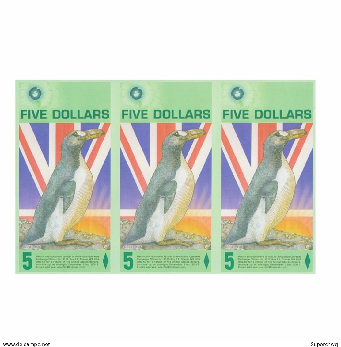 2008 Antarctic 5-yuan 3-piece Commemorative Note UNC - Collezioni E Lotti