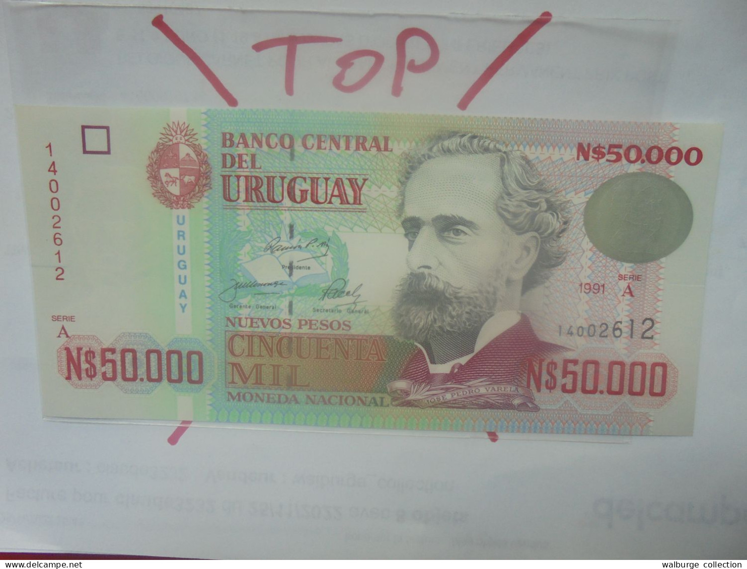 URUGUAY 50.000 PESOS 1991 Série A Neuf (B.29) - Uruguay