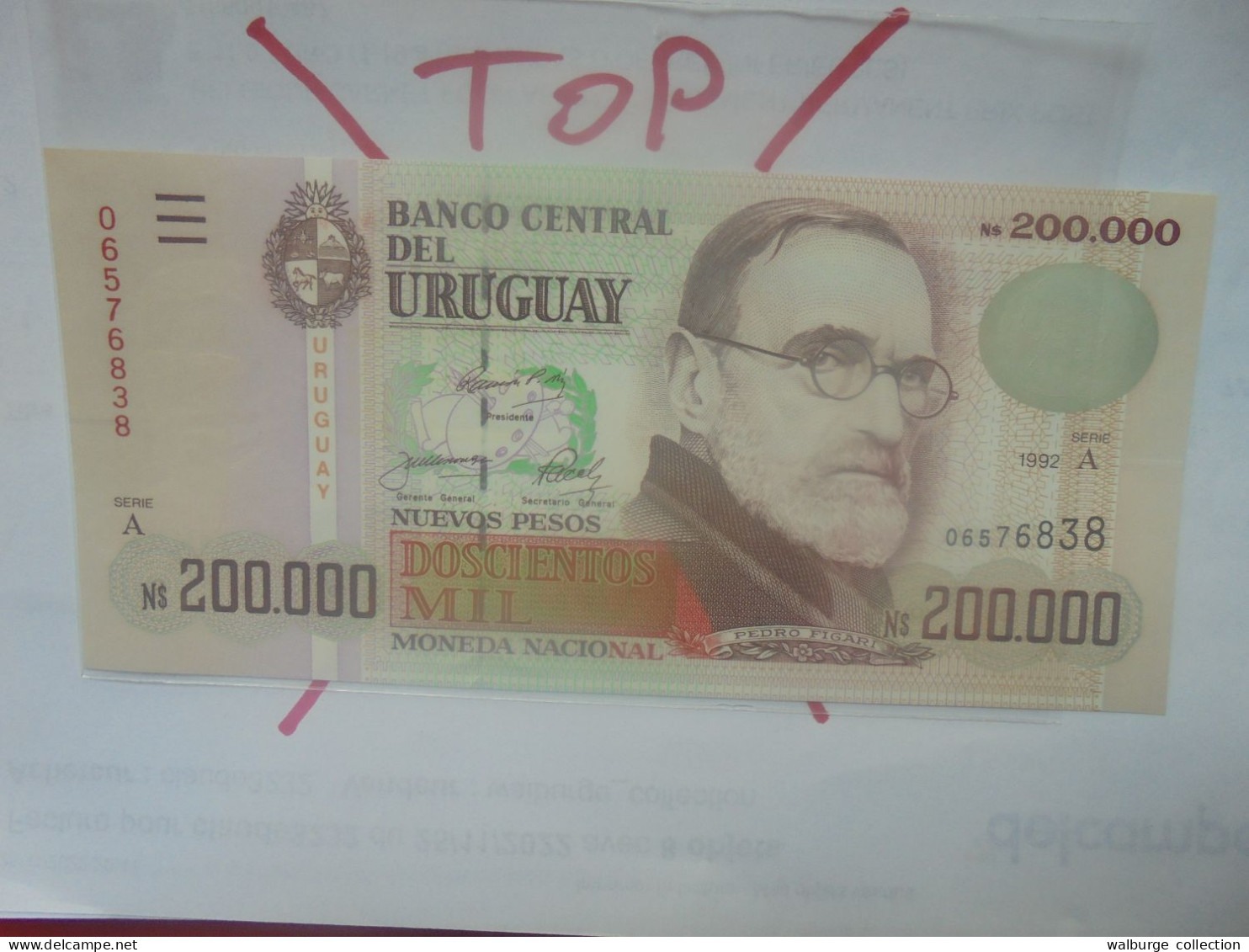 URUGUAY 200.000 PESOS 1992 Série A Neuf (B.29) - Uruguay