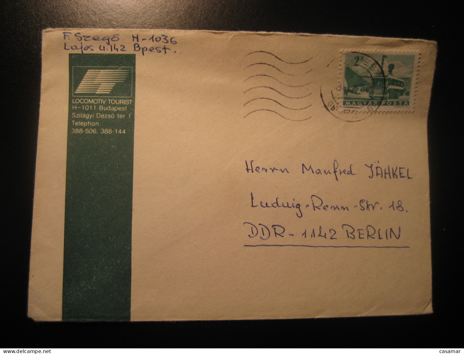 BUDAPEST 1984 To Berlin DDR Germany Bus Van Truck Stamp On Cancel Locomotiv Tourist Cover HUNGARY - Storia Postale