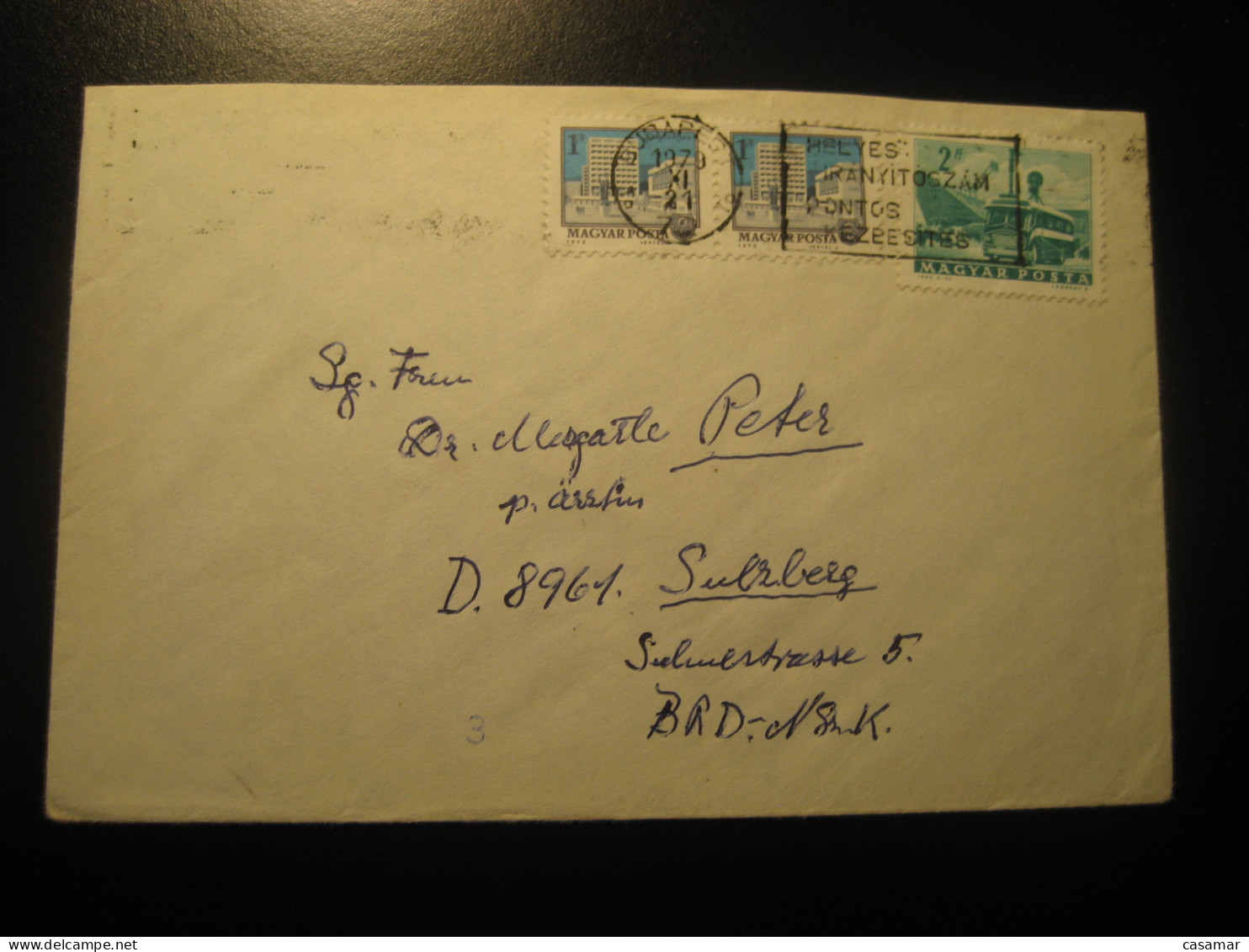 BUDAPEST 1979 To Sulzberg Germany Bus Van Truck Stamp On Cancel Cover HUNGARY - Cartas & Documentos