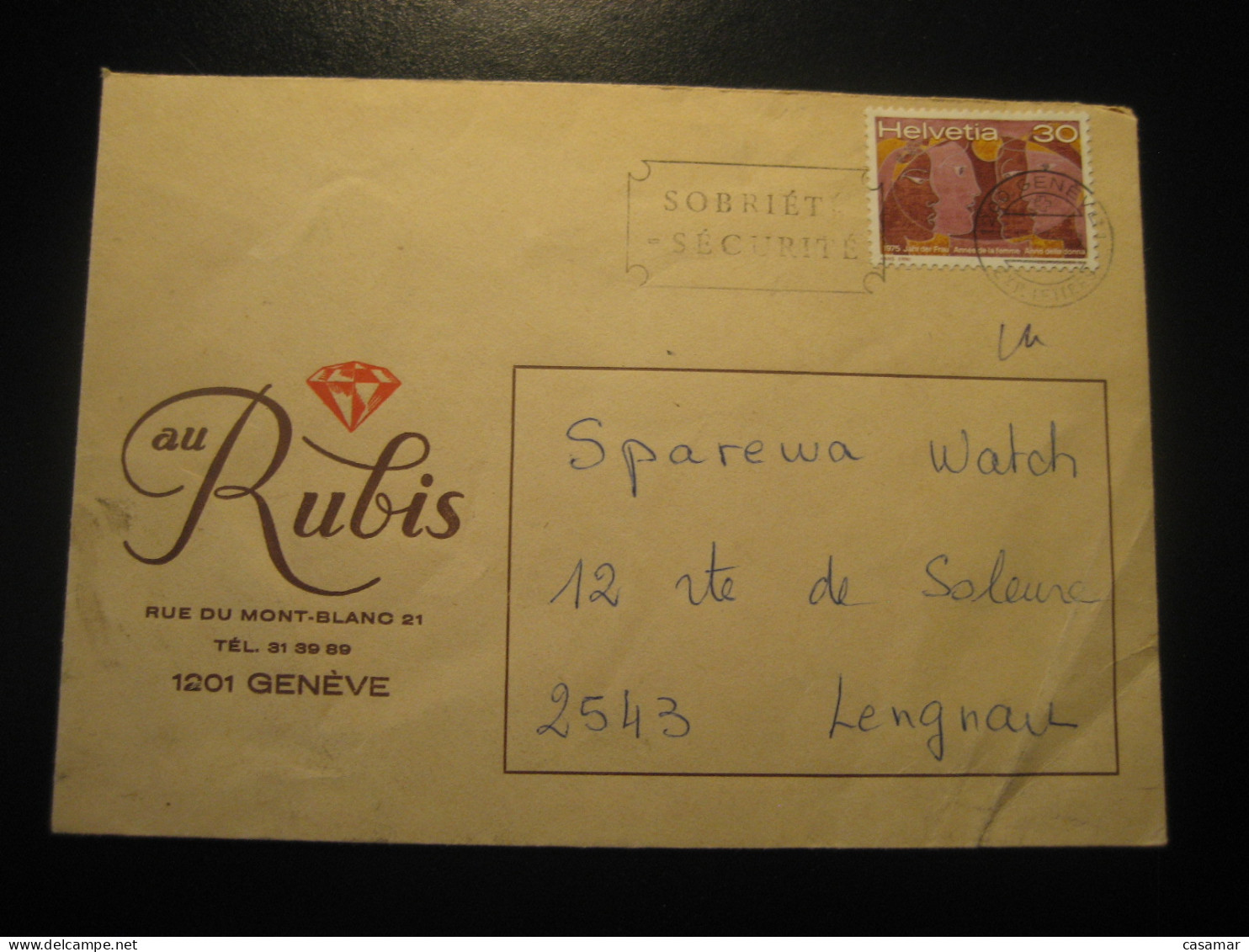 GENEVE 1975 To Lengnau Mont-Blanc Au Rubis Rubi Geology Geologie Mineral Minerals Cancel Cover SWITZERLAND - Autres