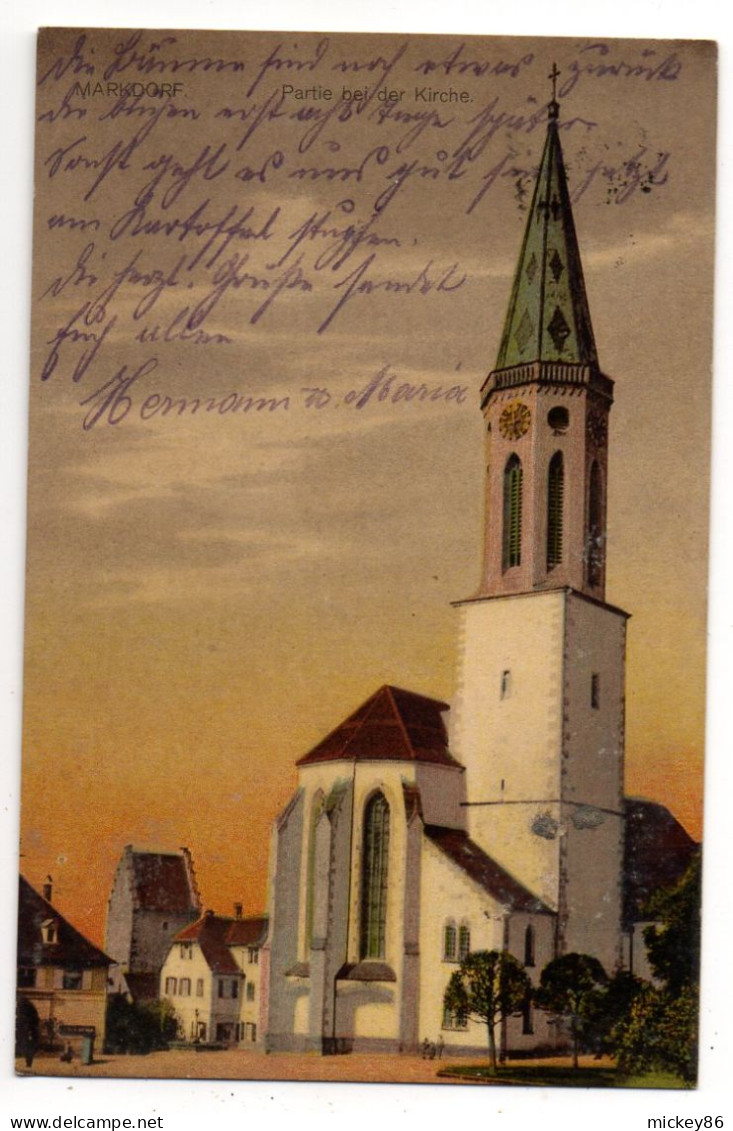 Allemagne -- MARKDORF --1919--Partie Bei Der Kirche........colorisée...timbre....cachet  AHAUSEN - Markdorf