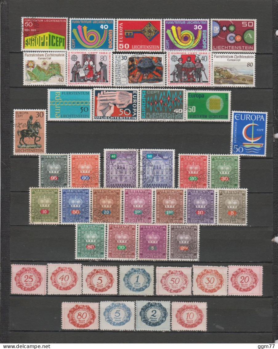 44 TIMBRES LIECHTENSTEIN OBLITERES & NEUFS** & * + SANS GOMME DE 1920 à 1982   Cote : 29,90 € - Service