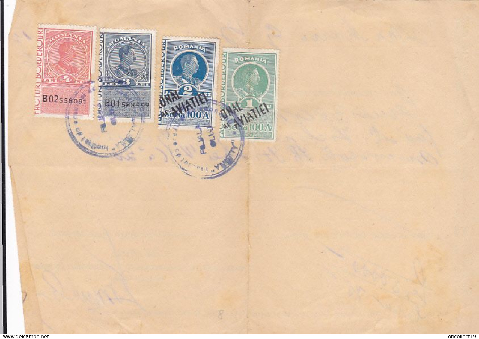 KING CAROL II REVENUE STAMPS ON RECEIPT, 1936, ROMANIA - Fiscaux