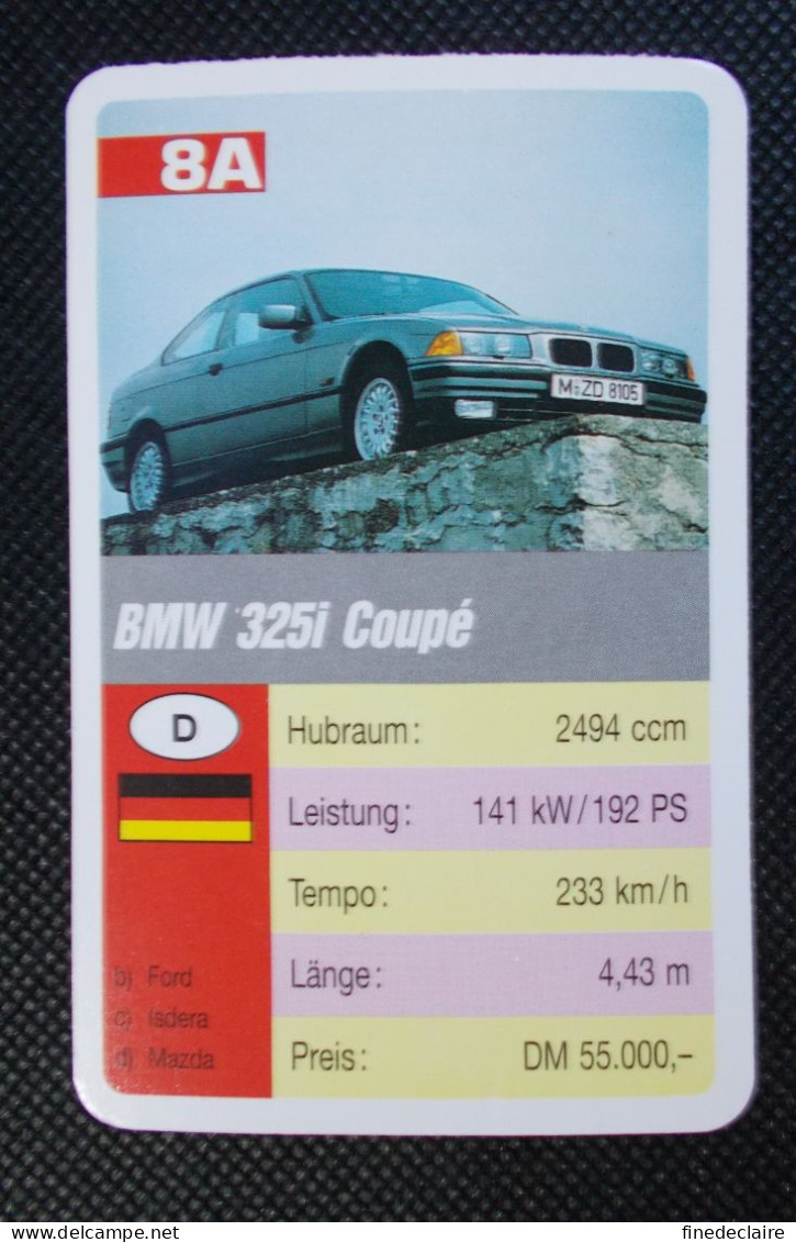 Trading Cards - ( 6 X 9,2 Cm ) 1993 - Cars / Voiture - BMW 325I Coupé - Allemagne - N°8A - Motori