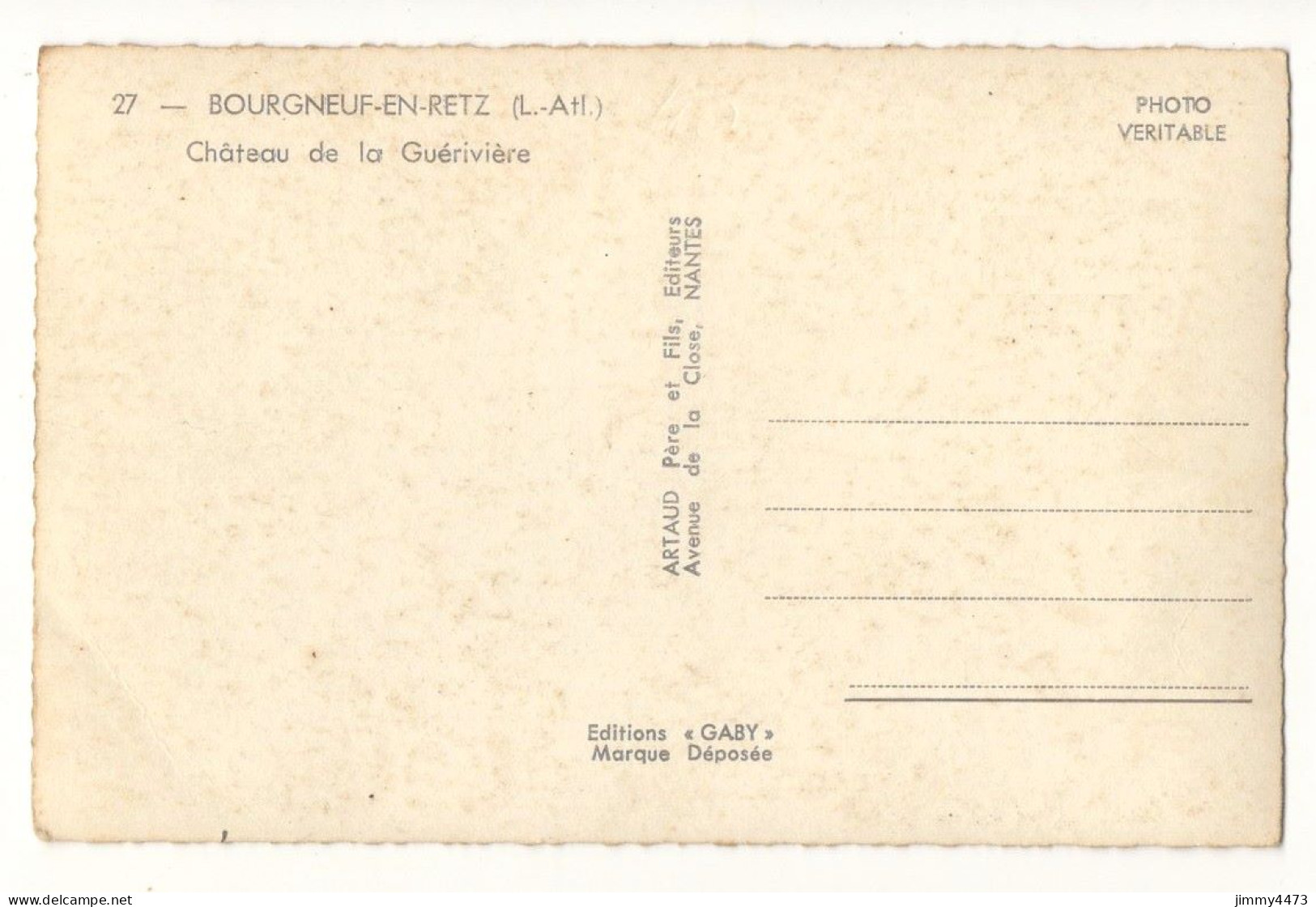 CPSM - BOURGNEUF-EN-RETZ - Château De La Guérivière - N° 27 - Edit. ARTAUD Père Et Fils Nantes - Bourgneuf-en-Retz