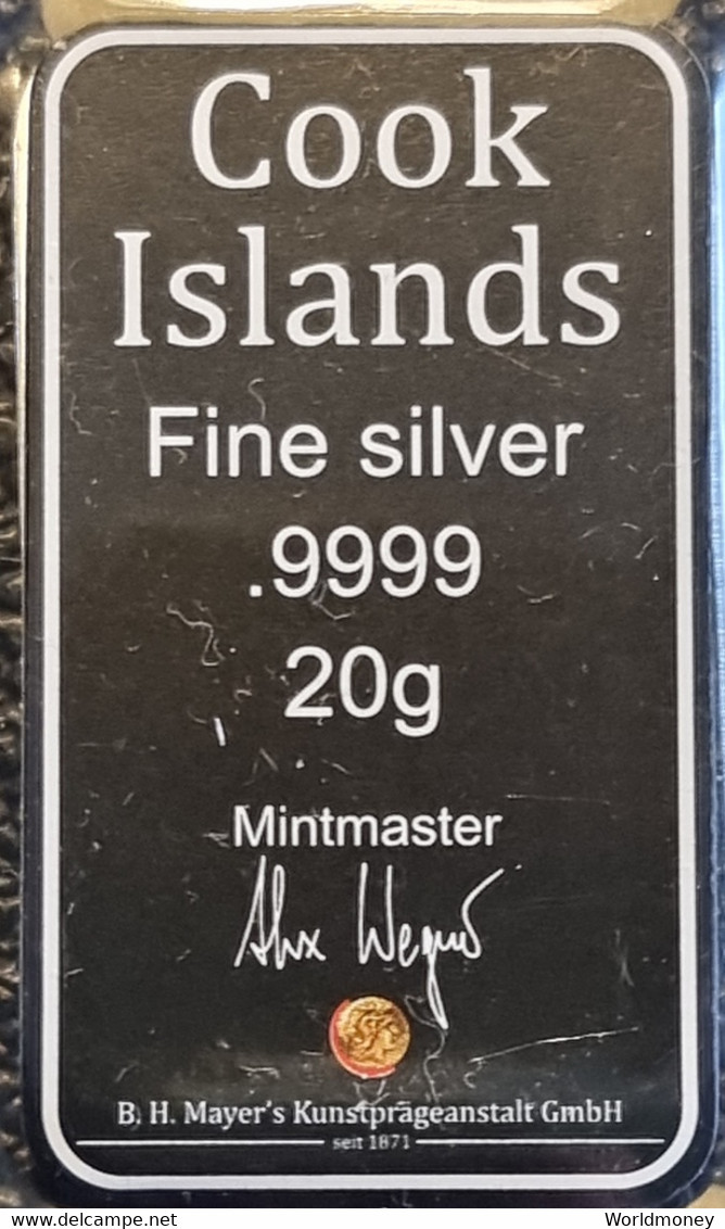 Cook Islands 75 Cents 2021 (Bounty New Generation Silver Coin Bar 20 Grams With Certificate) - Cookeilanden