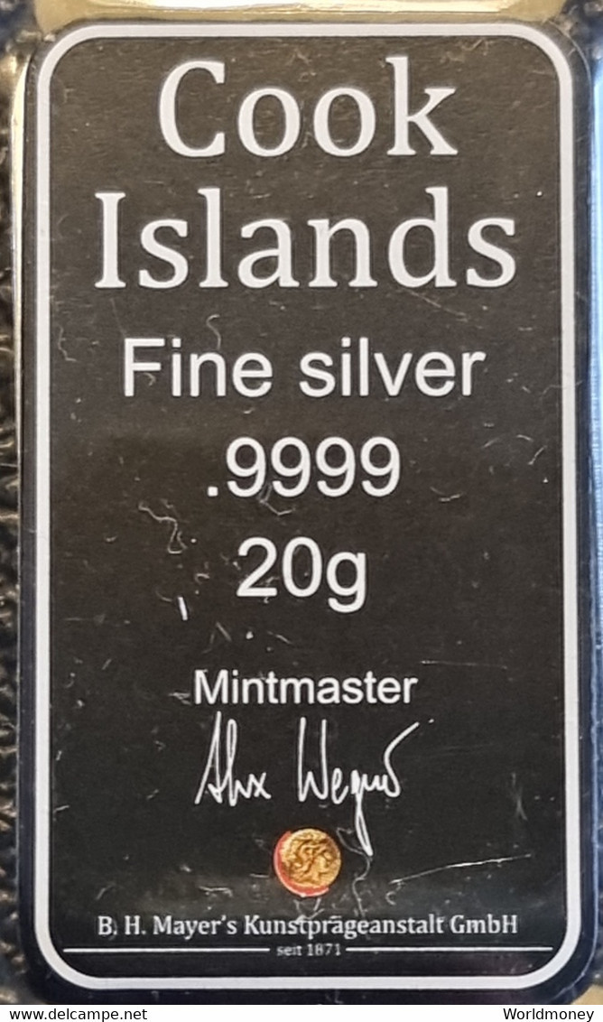 Cook Islands 75 Cents 2021 (Bounty New Generation Silver Coin Bar 20 Grams With Certificate) - Cook