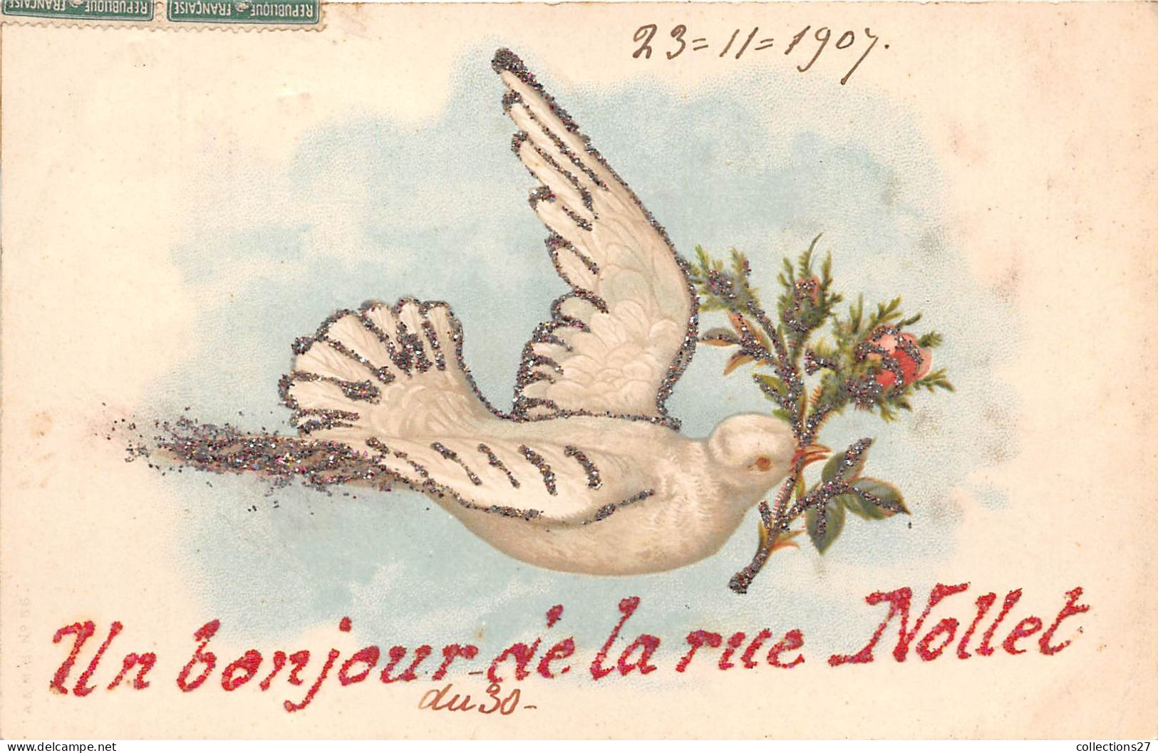 PARIS-75017-UN BONJOUR DE LA RUE NOLLET-  ( CARTE A PAILLETTES) - Arrondissement: 17