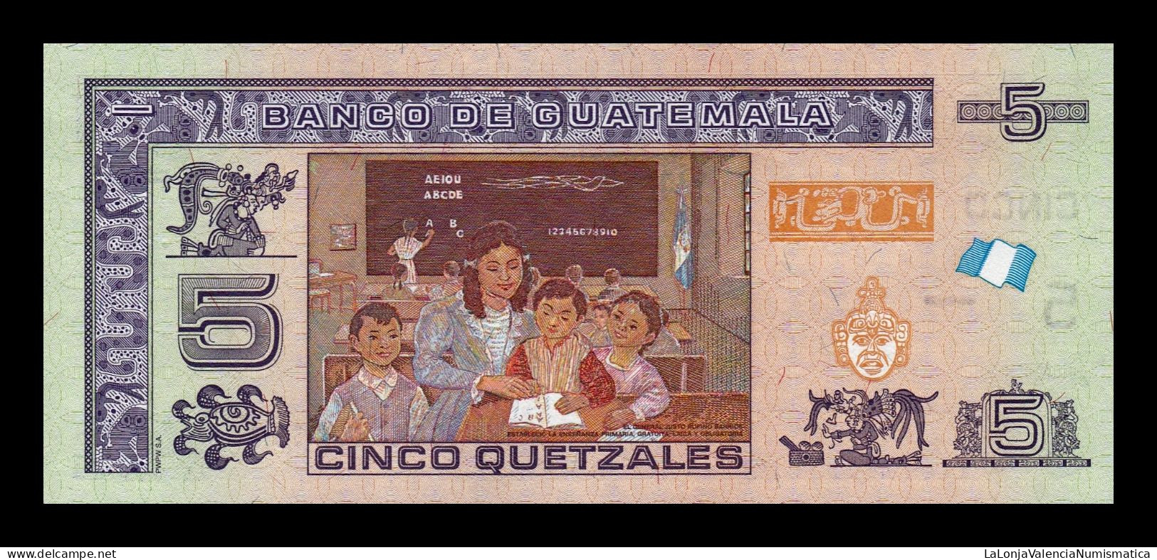 Guatemala 5 Quetzales 2018 Pick 122Ab Sc Unc - Guatemala