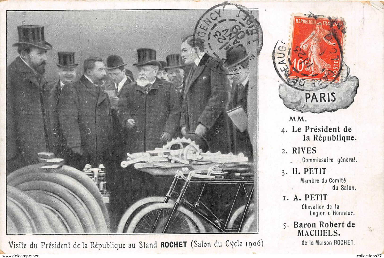 PARIS-VISITE DU PRESIDENT DE LA REPUBLIQUE AU STAND ROCHET - SALON DU CYCLE 1906- - Expositions