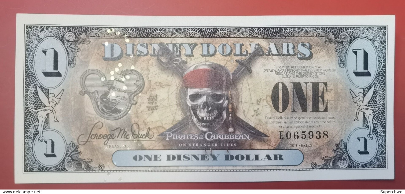 2011 Disney Pirates Of The Caribbean 1-dollar Commemorative Banknote UNC - Colecciones Lotes Mixtos