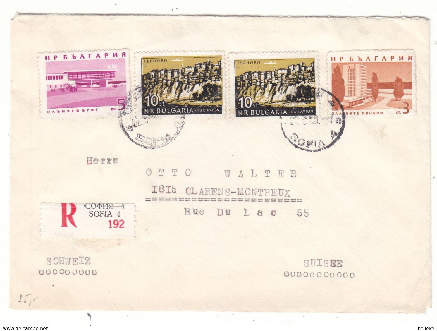 Bulgarie - Lettre Recom De 1966  ? - Oblit Sofia - Exp Vers Clarens Montreux - - Storia Postale