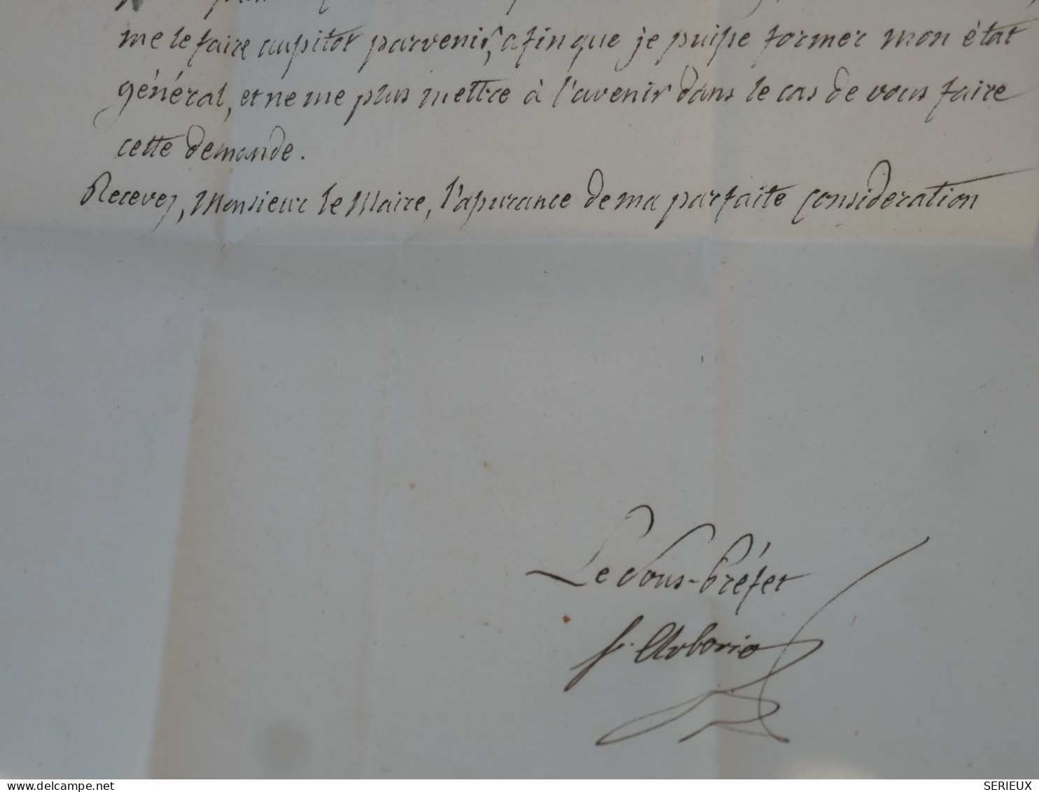 BT6 FRANCE DEPARTEMENT  CONQUIS 109 CHIVASSO  +NAPOLEON I ER . LETTRE RARE .LE S. PREFET .1813 +AFF. PLAISANT+++ - 1792-1815: Départements Conquis