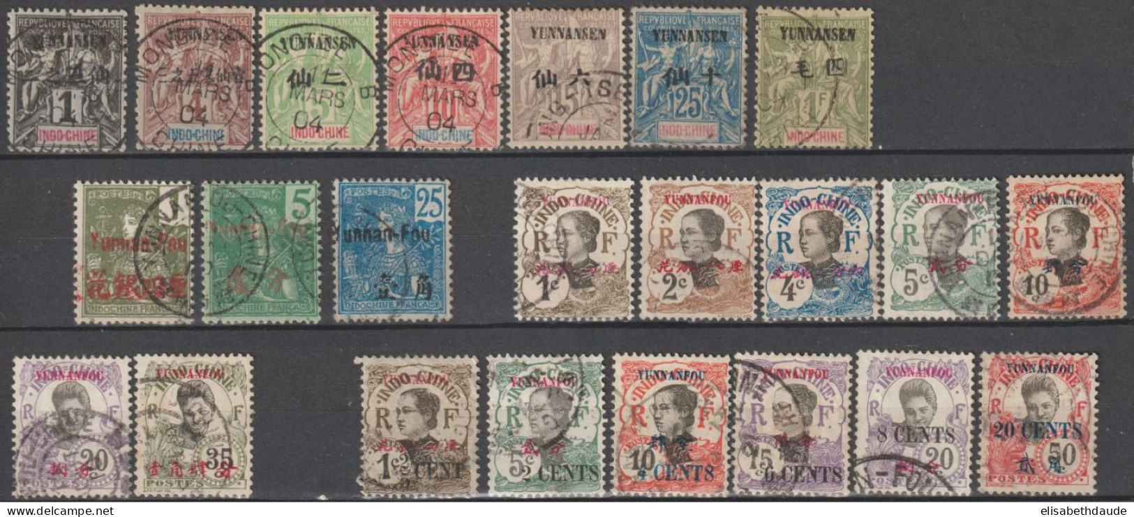 YUNNAN-FOU (CHINE) - 1903/1919 - PETITE COLLECTION OBLITERES - COTE YVERT = 190 EUR - - Gebraucht