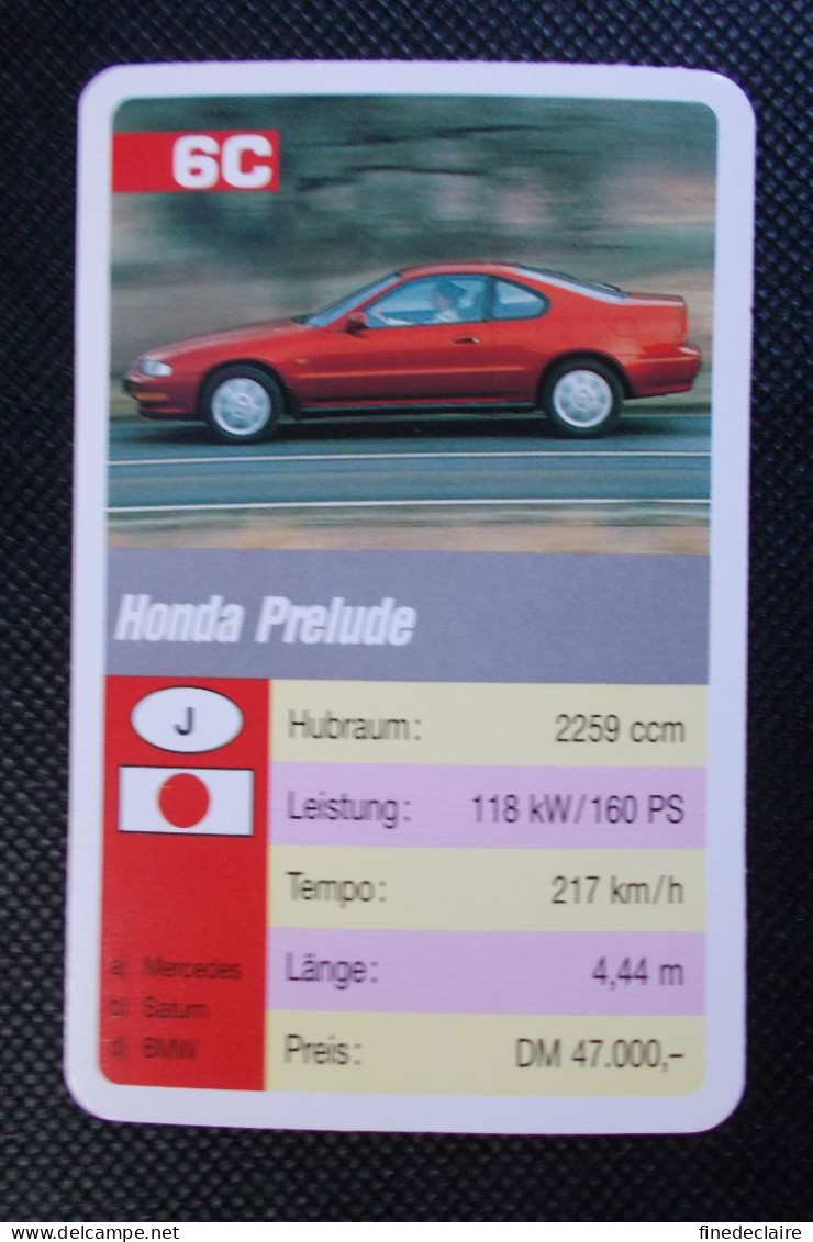 Trading Cards - ( 6 X 9,2 Cm ) 1993 - Cars / Voiture - Honda Prélude - Japon - N°4B - Motores