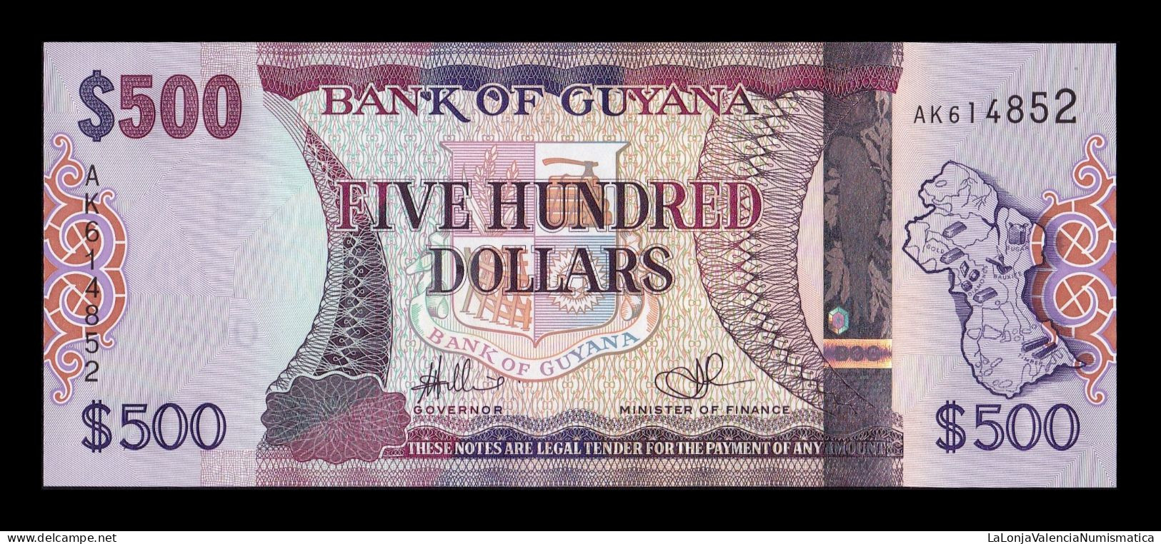 Guyana 500 Dollars 2011 Pick 37a Sc Unc - Guyana