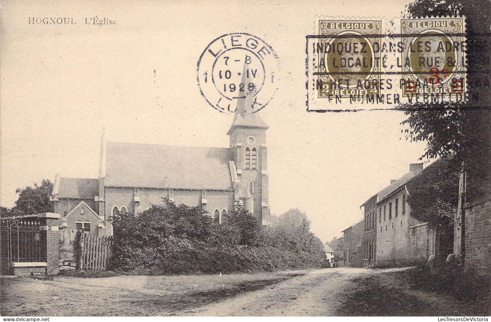 BELGIQUE - HOGNOUL - L'église - Edit Henri Kaquet - Carte Postale Ancienne - Sonstige & Ohne Zuordnung