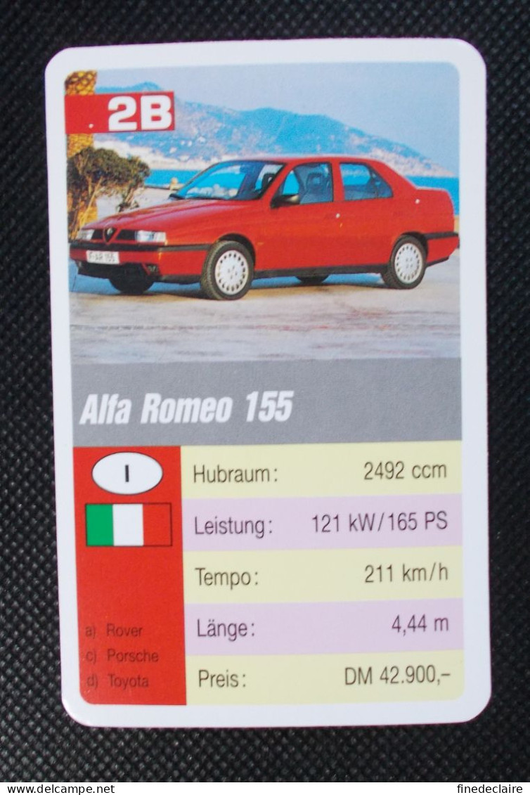 Trading Cards - ( 6 X 9,2 Cm ) 1993 - Cars / Voiture - Alfa Roméo 155 - Italie - N°2B - Auto & Verkehr