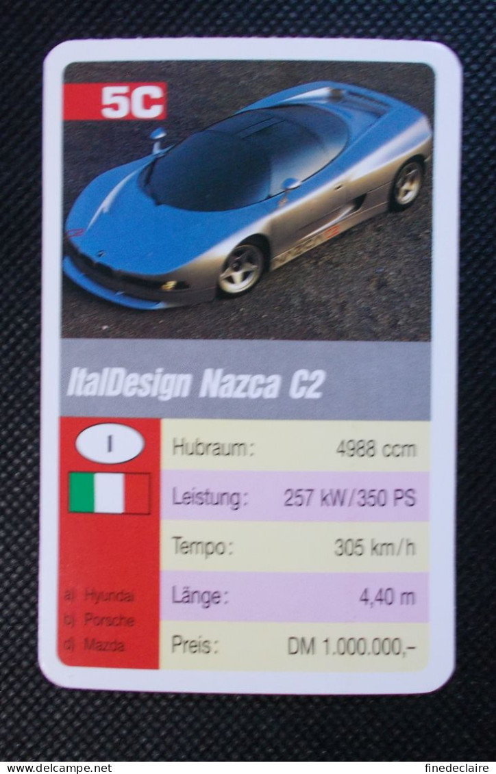 Trading Cards - ( 6 X 9,2 Cm ) 1993 - Cars / Voiture - ItalDesign Nazca C2 - Italie - N°5C - Moteurs