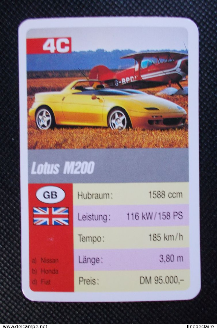 Trading Cards - ( 6 X 9,2 Cm ) 1993 - Cars / Voiture - Lotus M200 - Grande Bretagne - N°4C - Moteurs