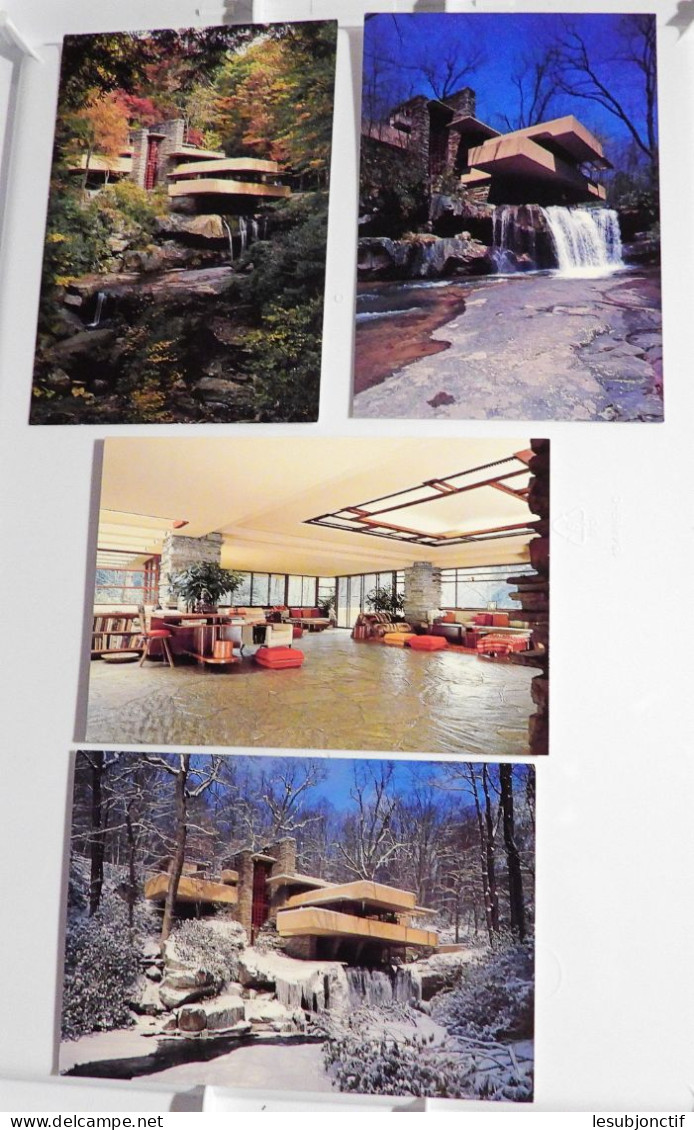 Lot Of 9 Different Frank Lloyd Wright Fallingwater Interior And Exterior CPM 4x6 Postcareds Not Posted EX-NM - Collections & Lots