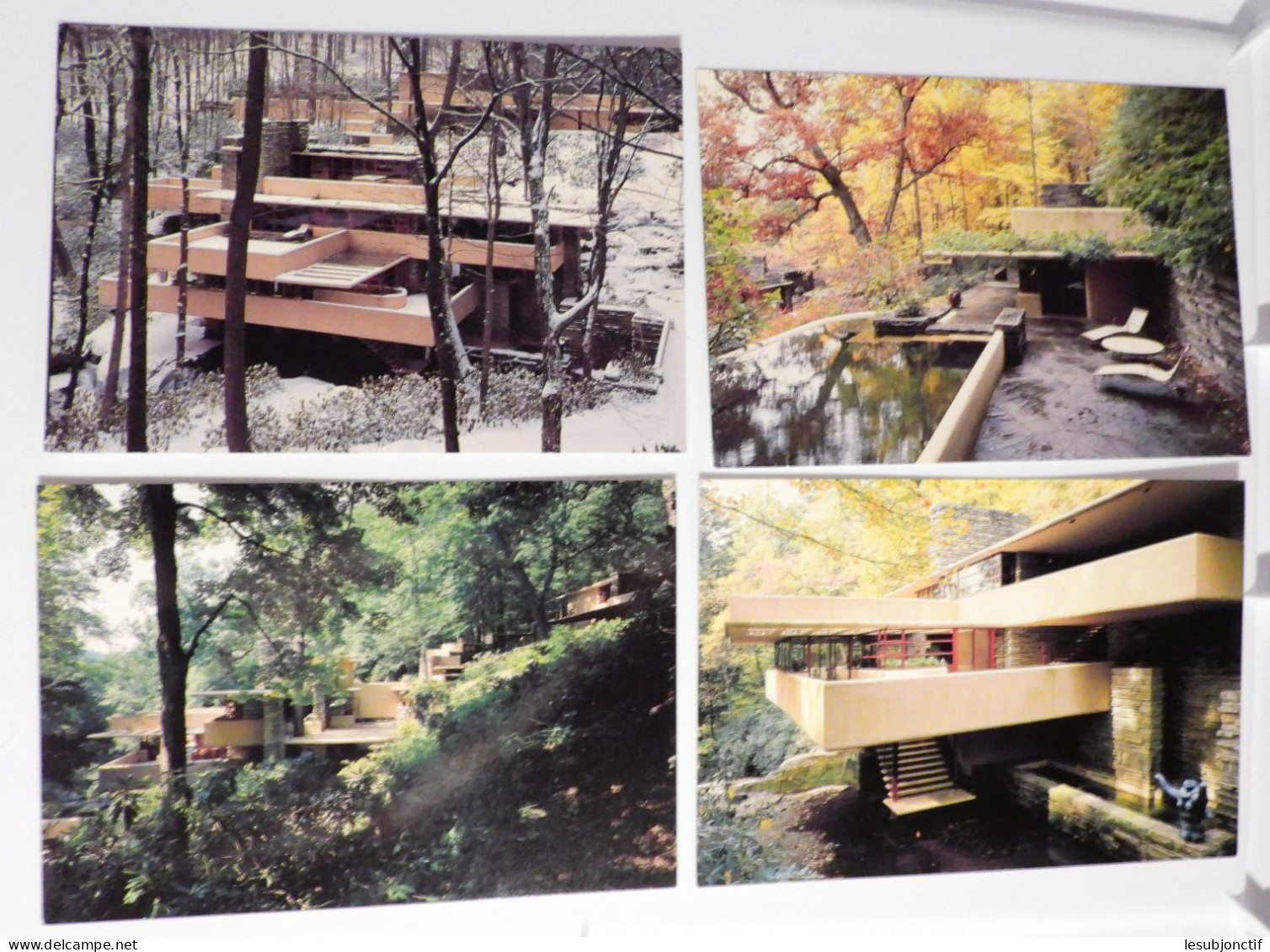 Lot Of 9 Different Frank Lloyd Wright Fallingwater Interior And Exterior CPM 4x6 Postcareds Not Posted EX-NM - Collections & Lots