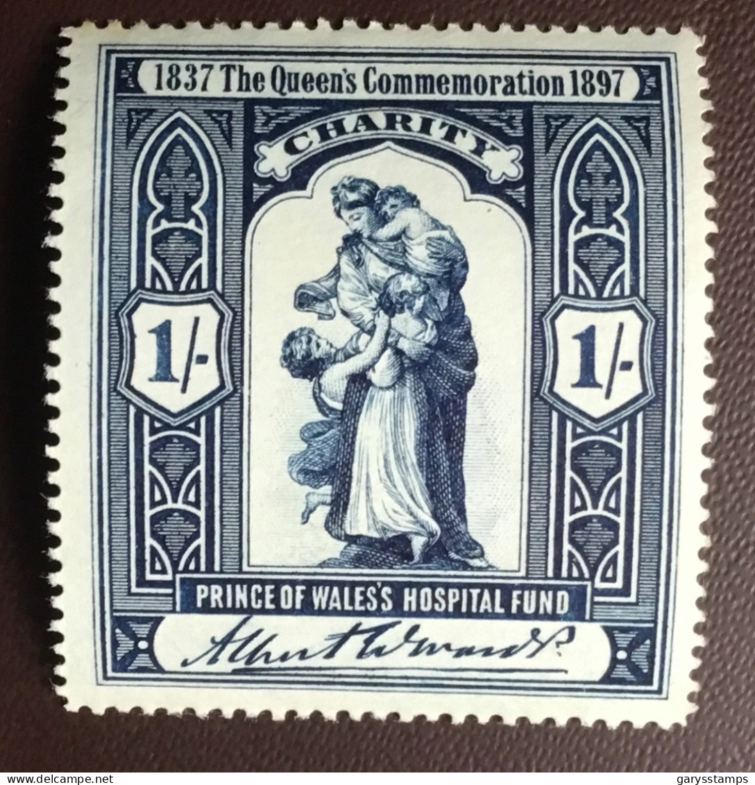 Great Britain 1897 1s Hospital Fund Charity Stamp MH - Cinderelas