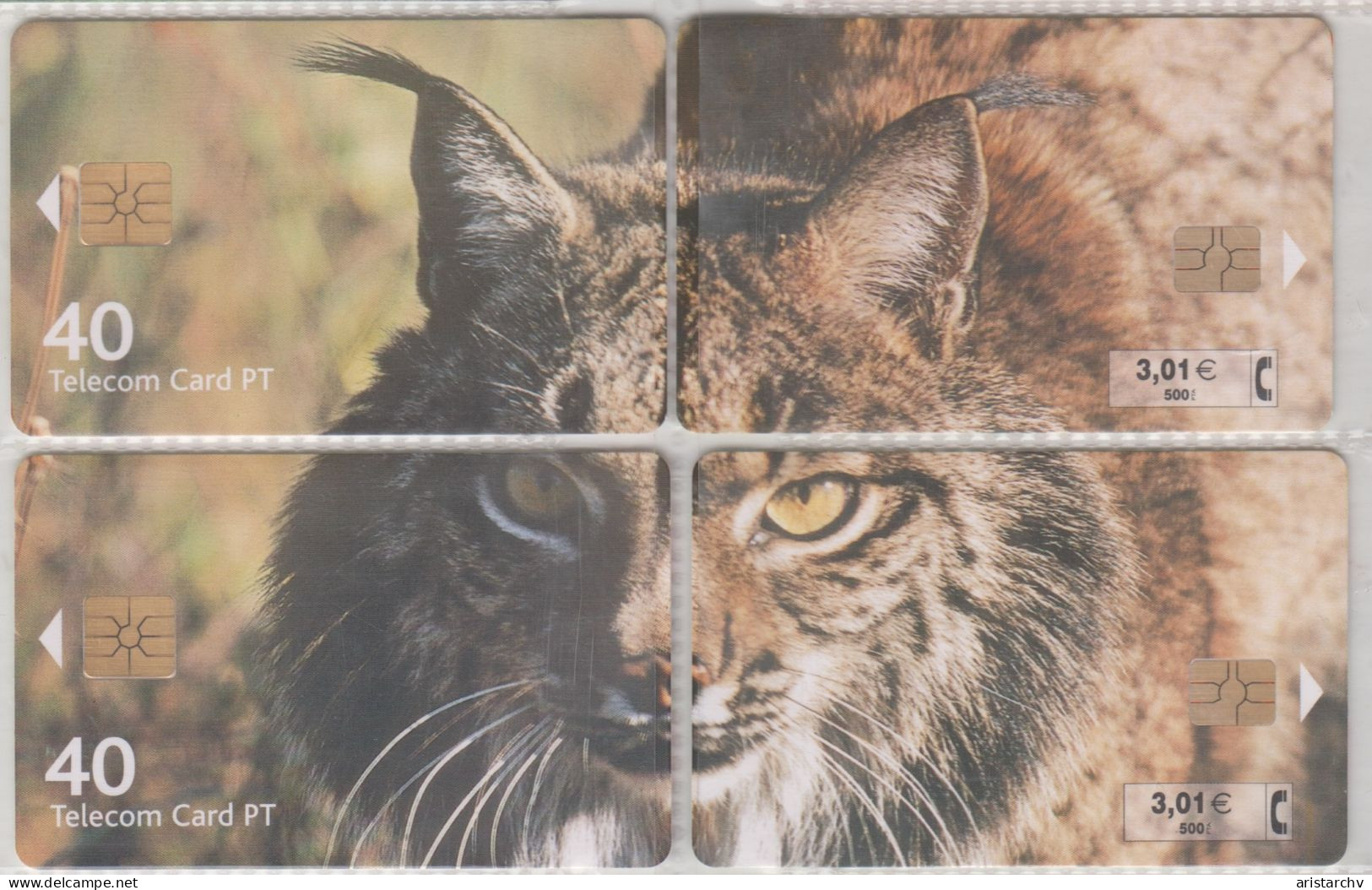 PORTUGAL SPAIN 2001 IBERIAN LYNX PUZZLE OF 4 CARDS - Oerwoud