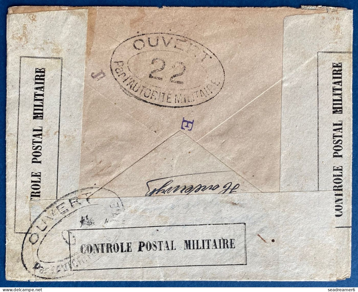 Lettre 1917 " PORTVRIJ Franc De Port Militaires Etrangers Internés Dans Les Pays-Bas " 2 Censures Francaise Pour PARIS - Postal History
