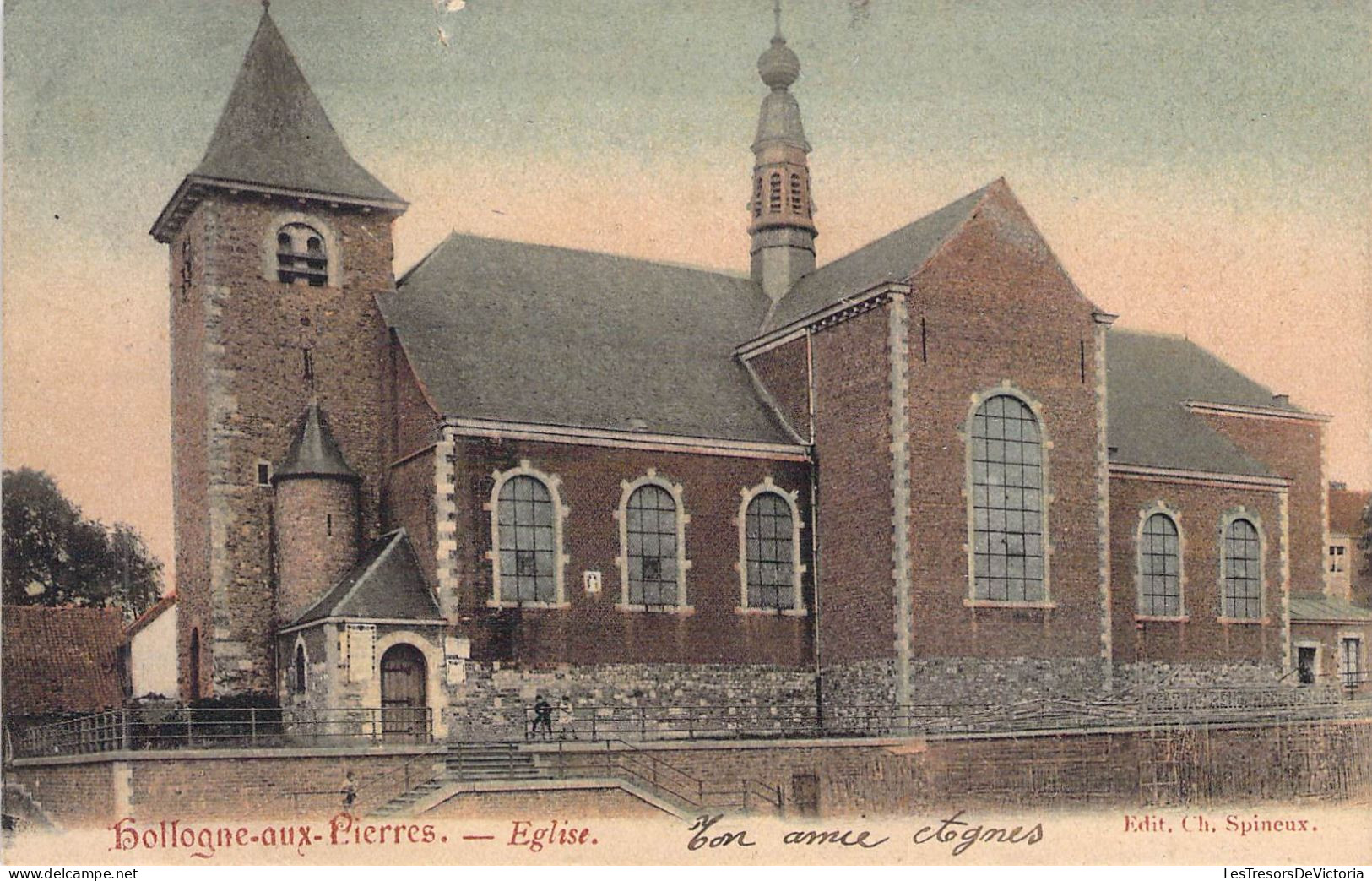 BELGIQUE - HOLLOGNE AUX PIERRES - Eglise - Edit Ch Spineux - Carte Postale Ancienne - Sonstige & Ohne Zuordnung