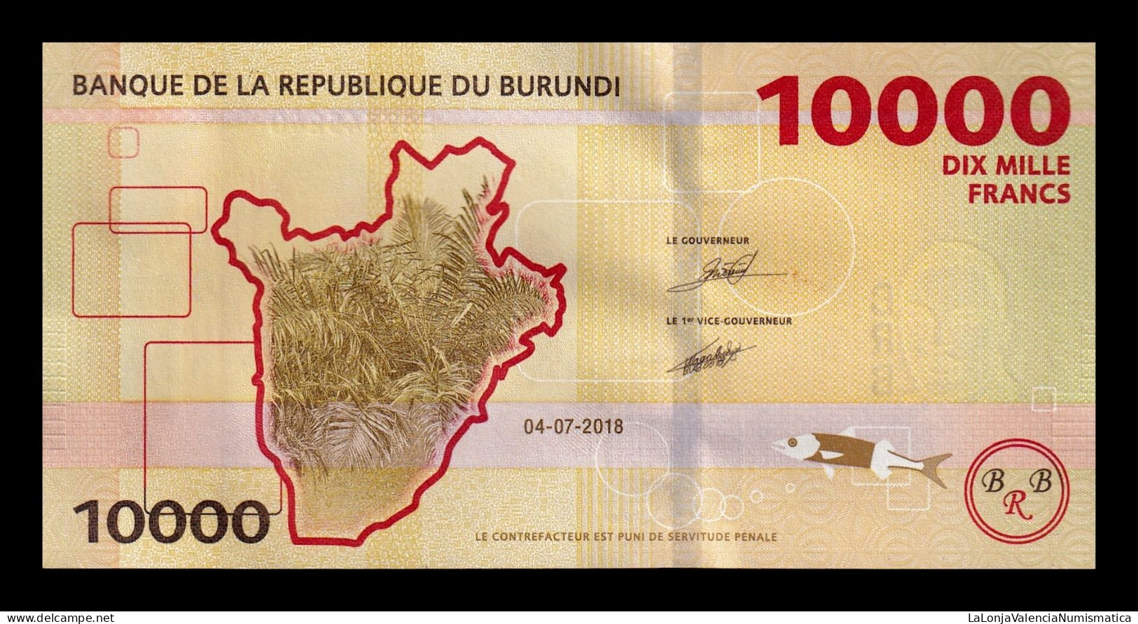Burundi 10000 Francs Hippo 2018 Pick 54b Sc Unc - Burundi